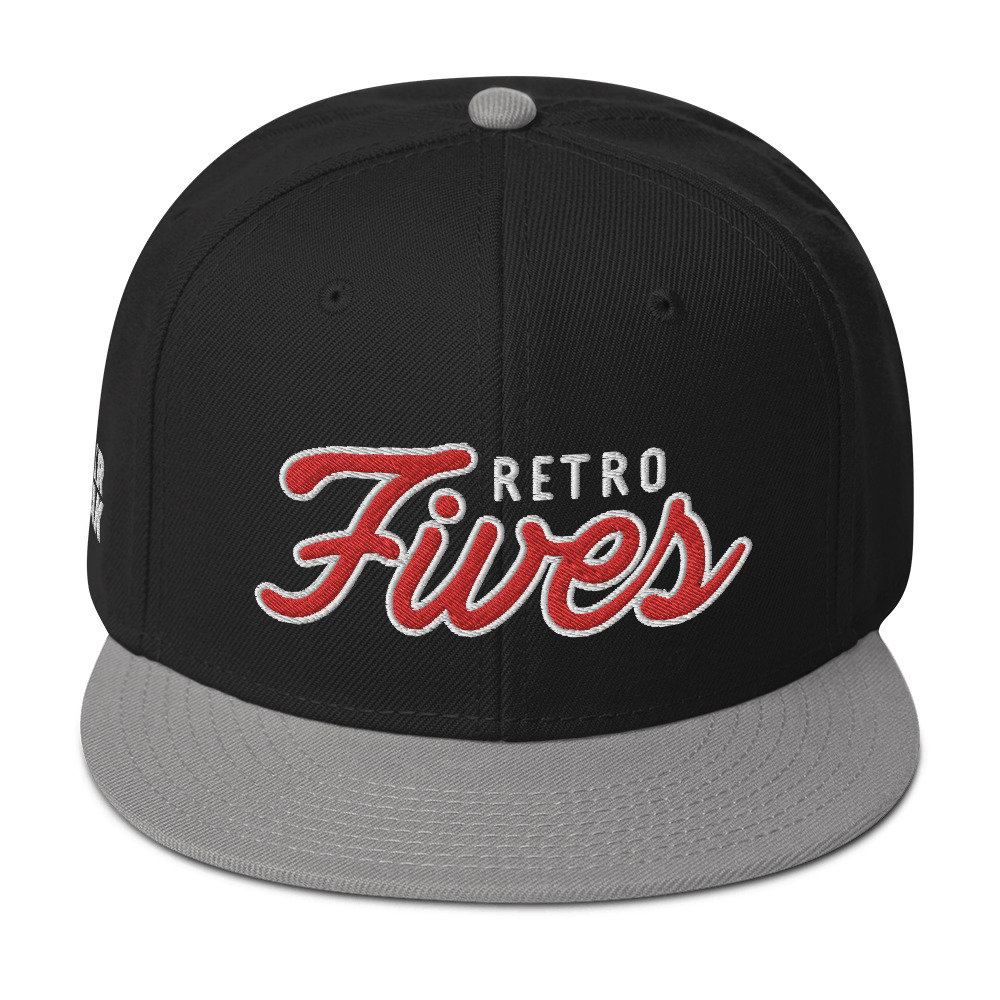 Jordan 5 Retro Black Red Snapback Hat 