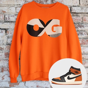 Sneaker OG Jordan 1 Shattered Backboard Sneaker Matching Crewneck Sweatshirt Orange