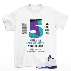 Sneaker Label Jordan 5 Grape Sneaker Matching Tee Shirt White