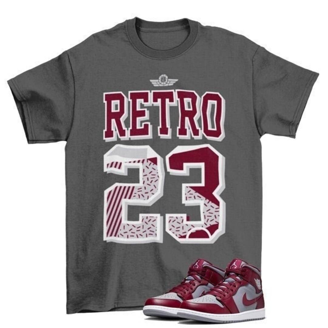 Retro 23 Jordan 1 Mid Cherrywood Matching Tee Shirt Etsy