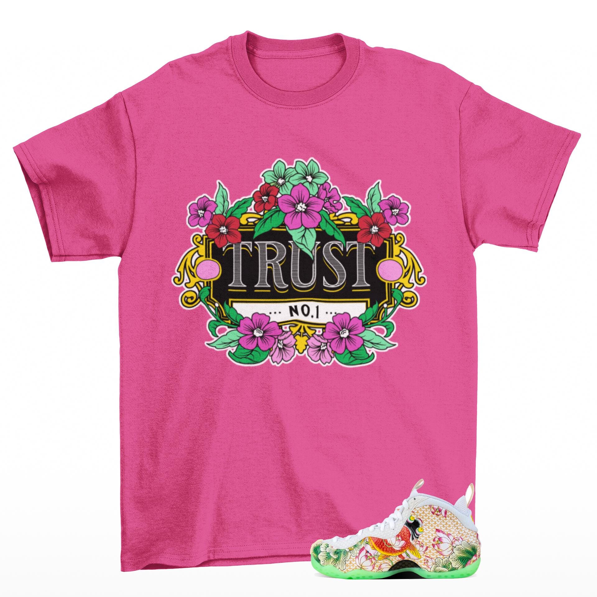 Trust Foamposite One Tianjin 2.0 Matching Sneaker Tee Shirt Pink