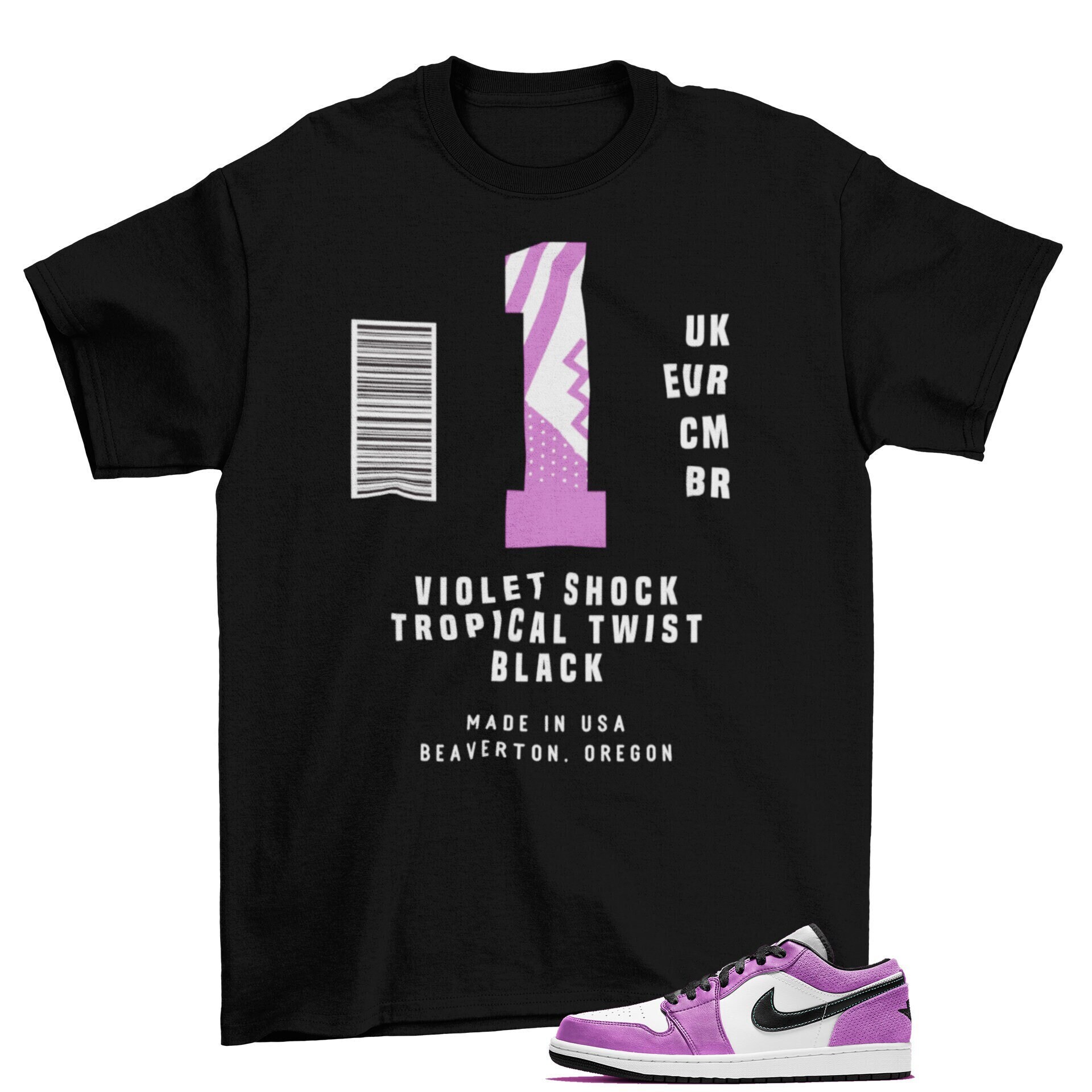 Box Label Jordan Low Violet Shock Matching Sneaker Tee Shirt