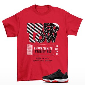 Bred Label Jordan 11 Low Bred Sneaker Matching Tee Shirt Red