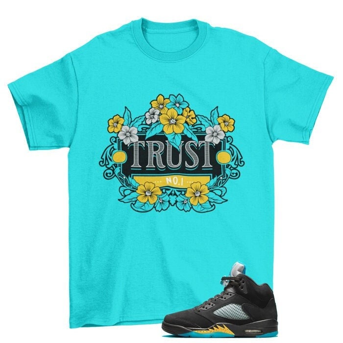 Discover Trust Aqua Jordan 5 Retro Aqua Sneaker Matching Tee Shirt