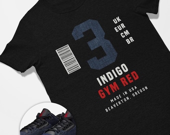 Camiseta deportiva Jordan 3 Denim Indigo Gym Red a juego