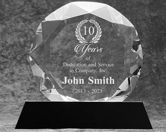Personalized 3D Crystal Employee Appreciation Award. Personalized 3D Retirement Award.