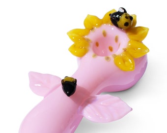 Pipe bol en verre Pipe Girly bol Pipe Girly Pipe Abeille Tournesol Pipe Fleur Pipe Bol Pipe Abeilles Pipes En Verre À Tabac En verre Pipe rose de 4,5 pouces