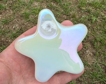 Cachimbo de vidro, cachimbo holográfico em formato de estrela, cachimbo feminino, presente exclusivo, cachimbo holográfico artesanal, cachimbo feminino, cachimbo galvanizado.