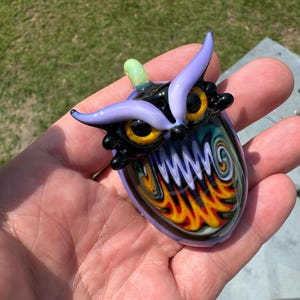 Owl Pipe Glow Glass Pipe Owl Pipe Wig Wag Pipe Hand Pipe Bowl Pipe Owl Pipe Wig Wag Color Glow