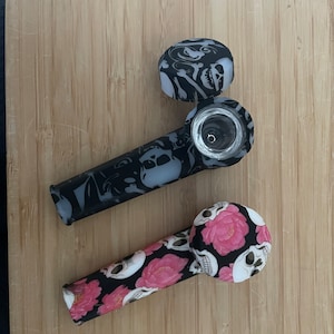 Silicone Pipe For Tobacco Silicone Bowl Pipe Skull Roses Pipe