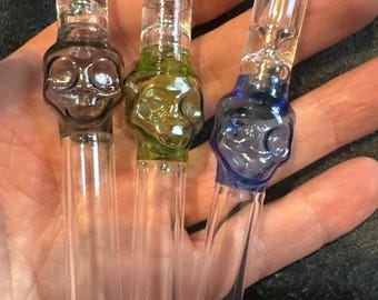 Glass One Hitter Chillum Pipe 4" Skull Pipe