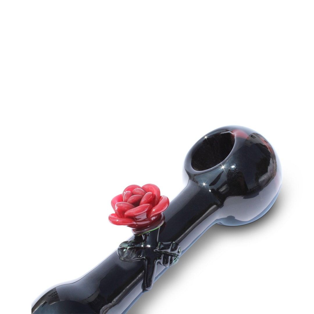 Goth Pipe Black Rose Pipe Goth Pipe Glass Pipe Handmade Unique Glass
