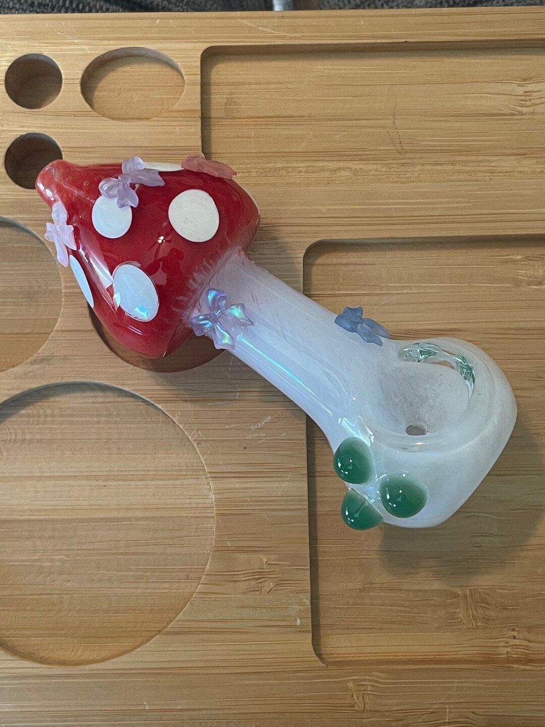 Glass Pipe Mushroom Pipe Gift Bows Red Hand Pipe Glass Etsy