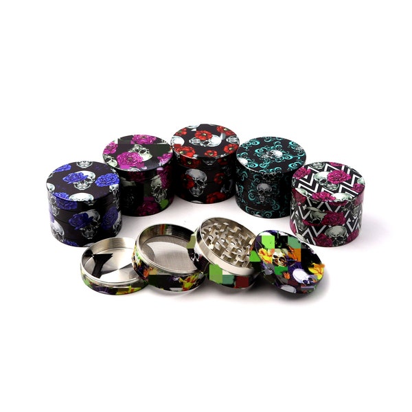 Herb Grinder Skull Roses 4 Part Screen 1x Random