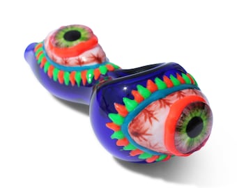 Pipe Bowl Glass Pipe Monster Eye 3D Hand Pipe Bowl Pipes GLOW In Dark Pipe Hand Made Pipes Gift