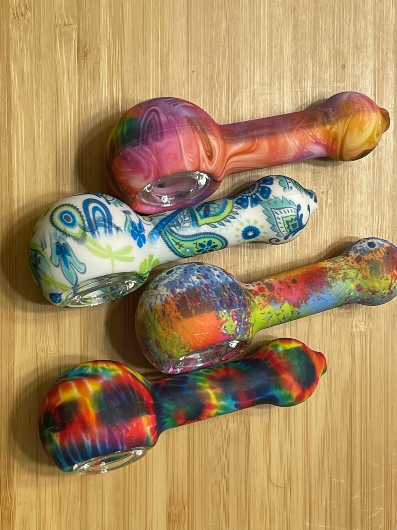 Silicone Pipe Unbreakable Food Grade Glass Colorful Tie Dye Hippy 4