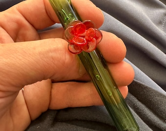 Glass One Hitter Chillum Pipe Green Bowl Pipe