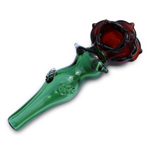 Rose Pipe Handmade Unique Girly Pink Flower Glass Pipes 5&quot; Hand Pipe