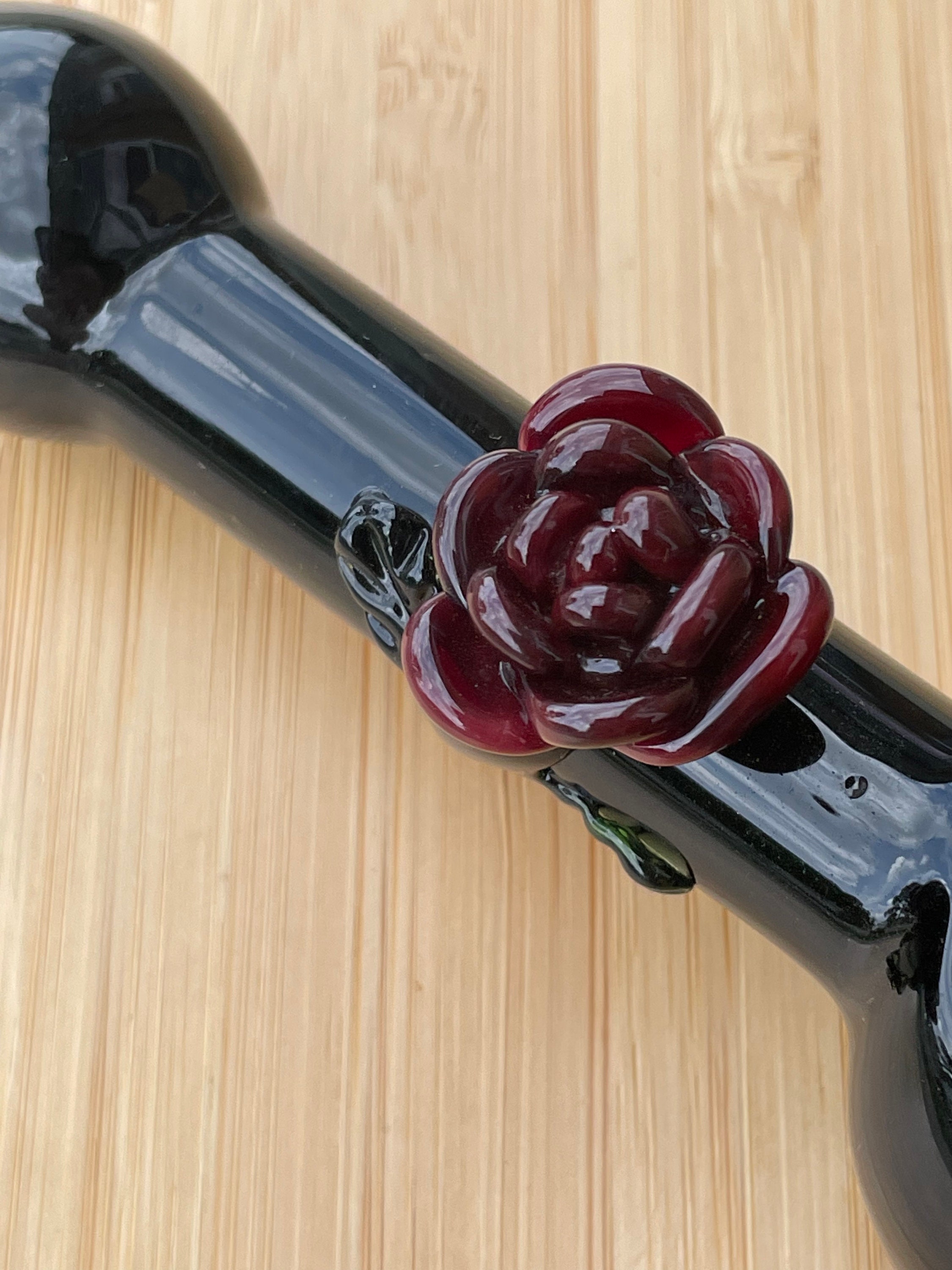 Black Rose Pipe Goth Pipe Glass Pipes Unique Pipe Bowl Etsy