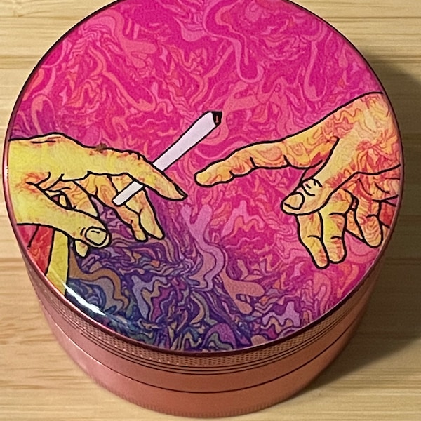 Grinder Herb Grinder Girly Pink 2.5” x 1.75” Aluminum Creation Of Adam Famous Oil Painting Grinder 4 Part Grinder