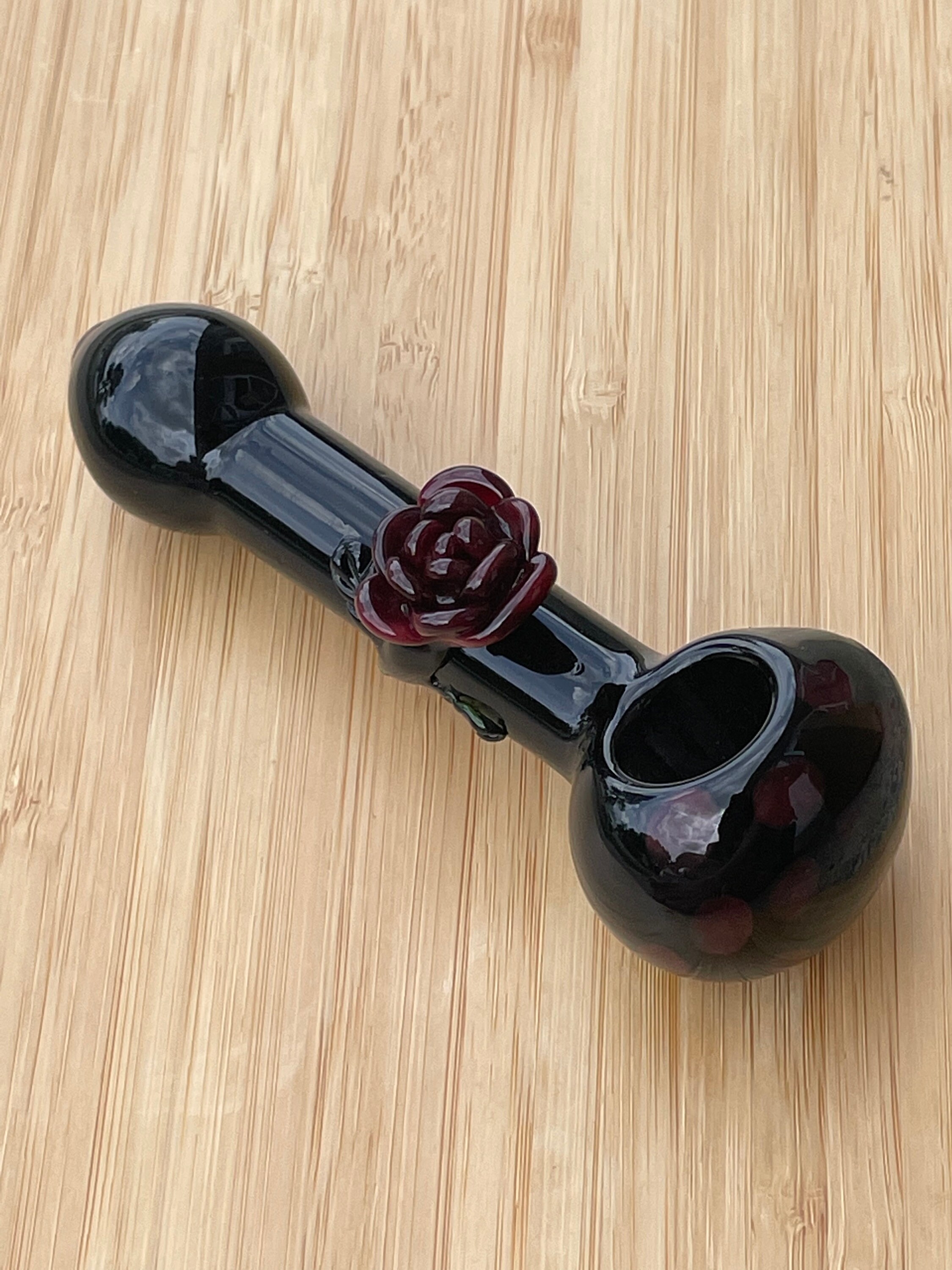 Black Rose Pipe Goth Pipe Glass Pipes Unique Pipe Bowl Etsy