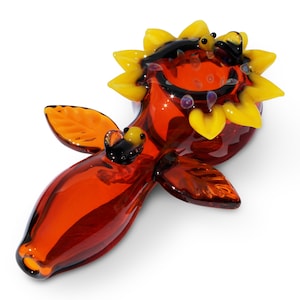 Pipe Bowl Glass Sunflower Bee Pipe Unique 4&quot; Pipe Bowl Tobacco