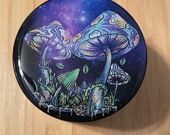 Grinder Herb Grinder Mushroom Grinder Universe Space Grinder Hippy 4 Part 2.5” x 1.75” Grinder Galaxy Star Universe Grinder Glow Stars Space