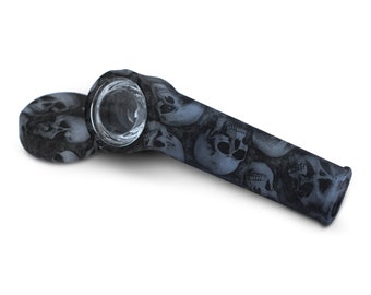 Silicone Pipe Skulls Glass Bowl W Cover