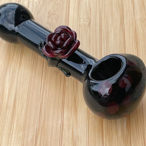 Rose Pipe Handmade Unique Girly Pink Flower Glass Pipes Etsy
