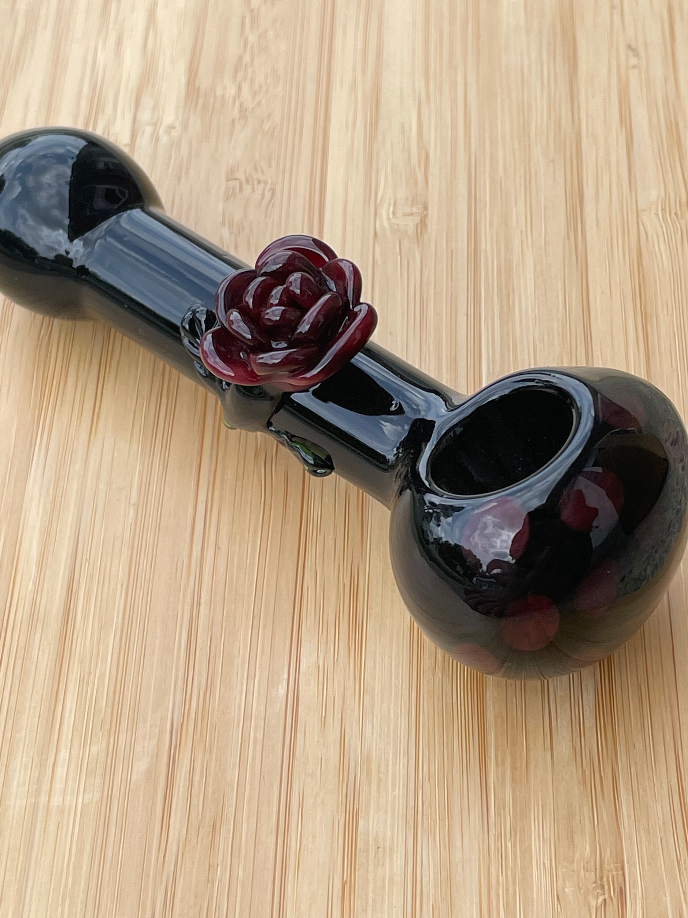 Black Rose Pipe Goth Pipe Glass Pipes Unique Pipe Bowl Etsy