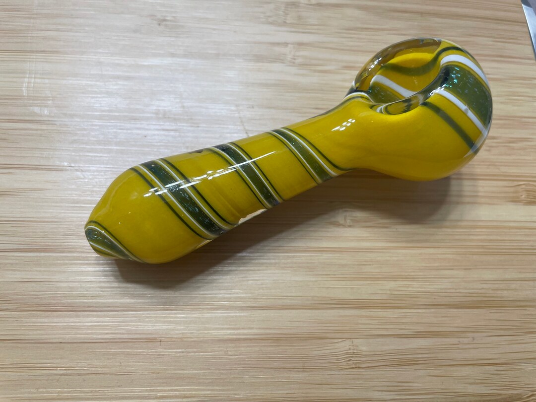 Glass Pipe Tobacco Pipe Bowl Pipe Smoking Yellow & Blue Etsy