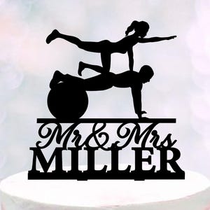 Crossfit Bride and Groom Wedding Cake Topper, Gym Wedding cake toppers, Fitness Couple Cake Topper, Workout Cake Decorations, Gym Couple Wed