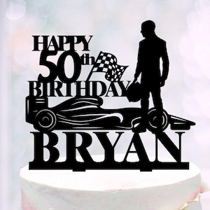 Formula One Birthday Cake Topper with Name and Age, F1 Racing Happy Birthday Topper, Racer Gamer Party Decoration