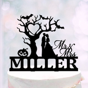 Halloween wedding cake topper, Gothic cake topper, Halloween Cake Decoration, Topper for Halloween Wedding, Hallowedding cake toppers