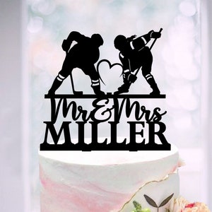 Hockey-Hochzeitstorte Topper, Mr und Mrs Cake Topper, Hockey-Thema Hochzeit Topper, Hockey-Fan-Hochzeit, Eishockey-Kuchendekoration, Sport-Topper