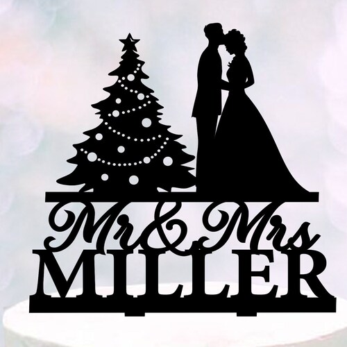 Pine Tree Cake Topper Wedding Cake Topper With Last Name and Etsy