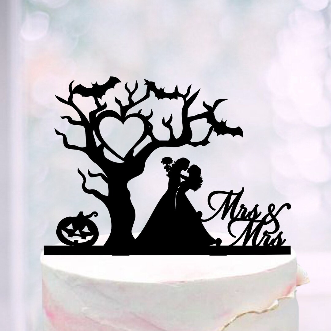 Two Brides Cake Topper, Lesbian Halloween Cake Topper, Funny Lesbian