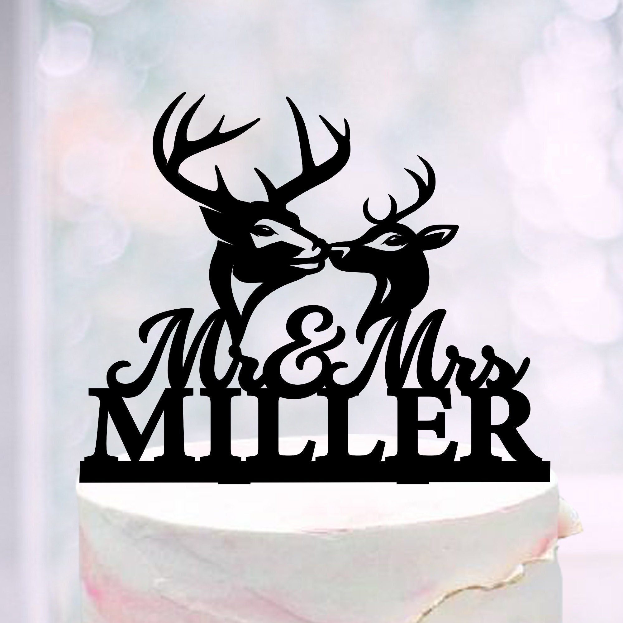 Adorno para tarta de bodas de ciervo, adorno para tarta de ciervo y cierva, adorno  para tarta de ciervo con beso y apellido, adorno para tarta de ciervo  personalizado, adorno para tarta, image size:2000x2000