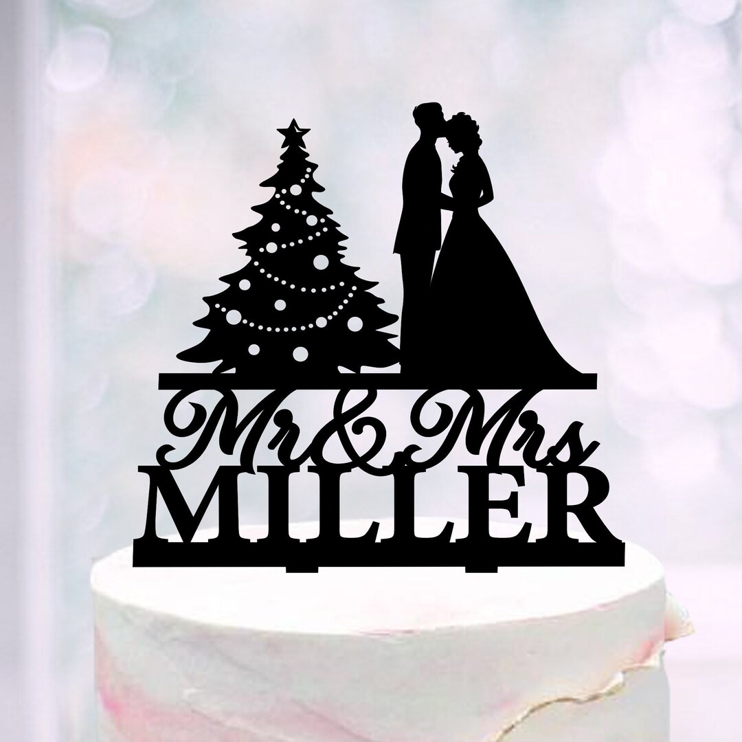 Christmas Tree Cake Topper, Pine Tree Topper, Personalized Wedding Cake