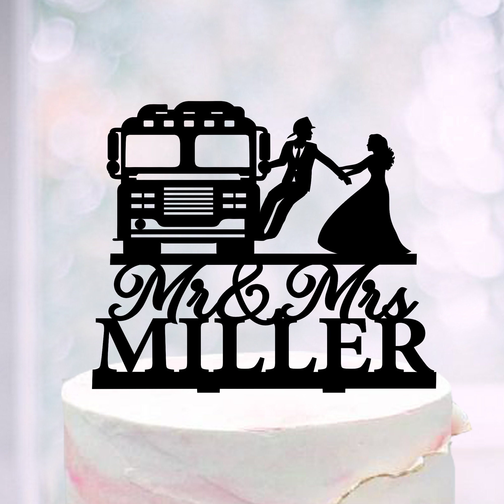Firefighter wedding cake topper