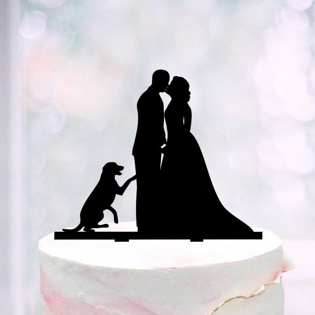 Custom Wedding Cake Topper With Dogs, Bride and Groom Cake Topper + Dog ...