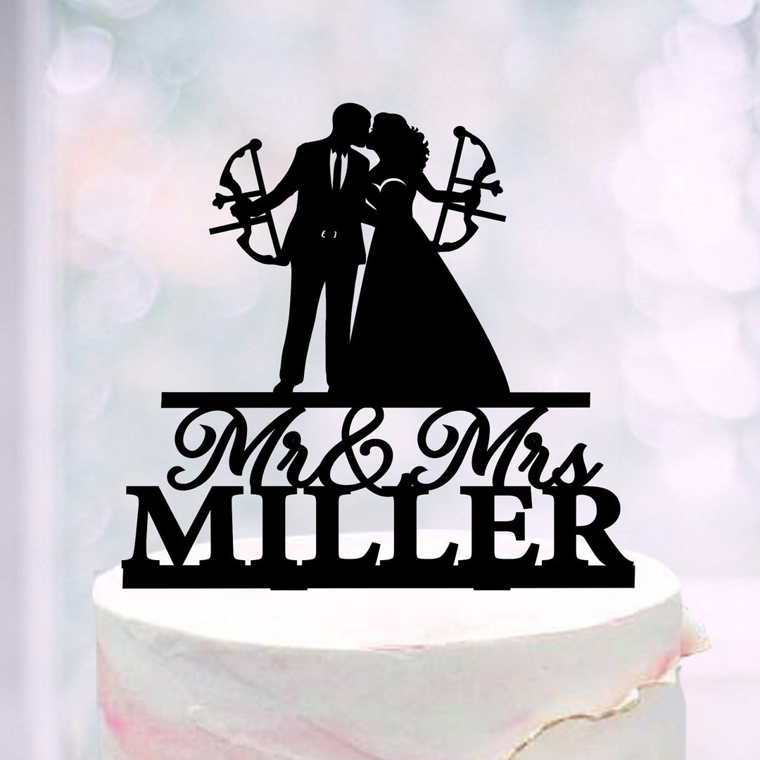 Archery Wedding Cake Topper, Bow Hunting Cake Topper, Bride and Groom Bow Hunters Wedding Topper