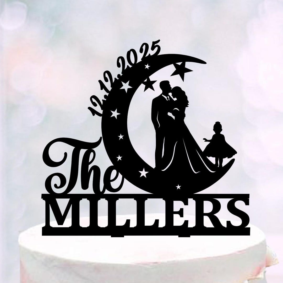 Family Bride and Groom Wedding Cake Topper With Kids, Dog Wedding Cake ...