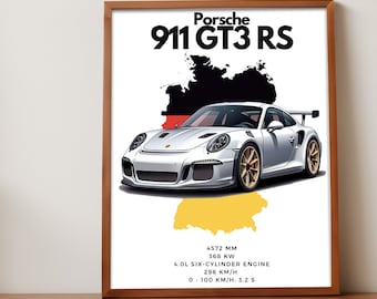 Porsche 911 GT3 RS Poster, Automotive Wall Art (Digital Download)