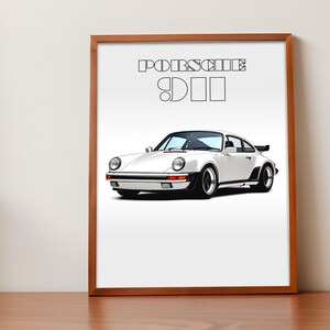 Porsche 911 white Print, 1980s Car Print, Porsche 911 Poster, Car Art, Classic Car, Car Print, Car Poster, German Design, Supercar Print