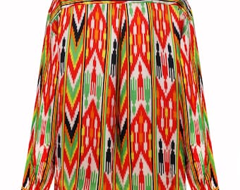 Silk Shirt Ikat Adras Luxury Multicolor Uzbekistan traditional fabric / Designer shirt / Valentines day gift