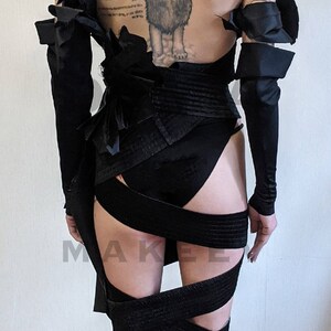 Dark Flora - Hand-Pleated Wraparound Corset Raven Wing Dark Dreams Evening wear top Bild 3