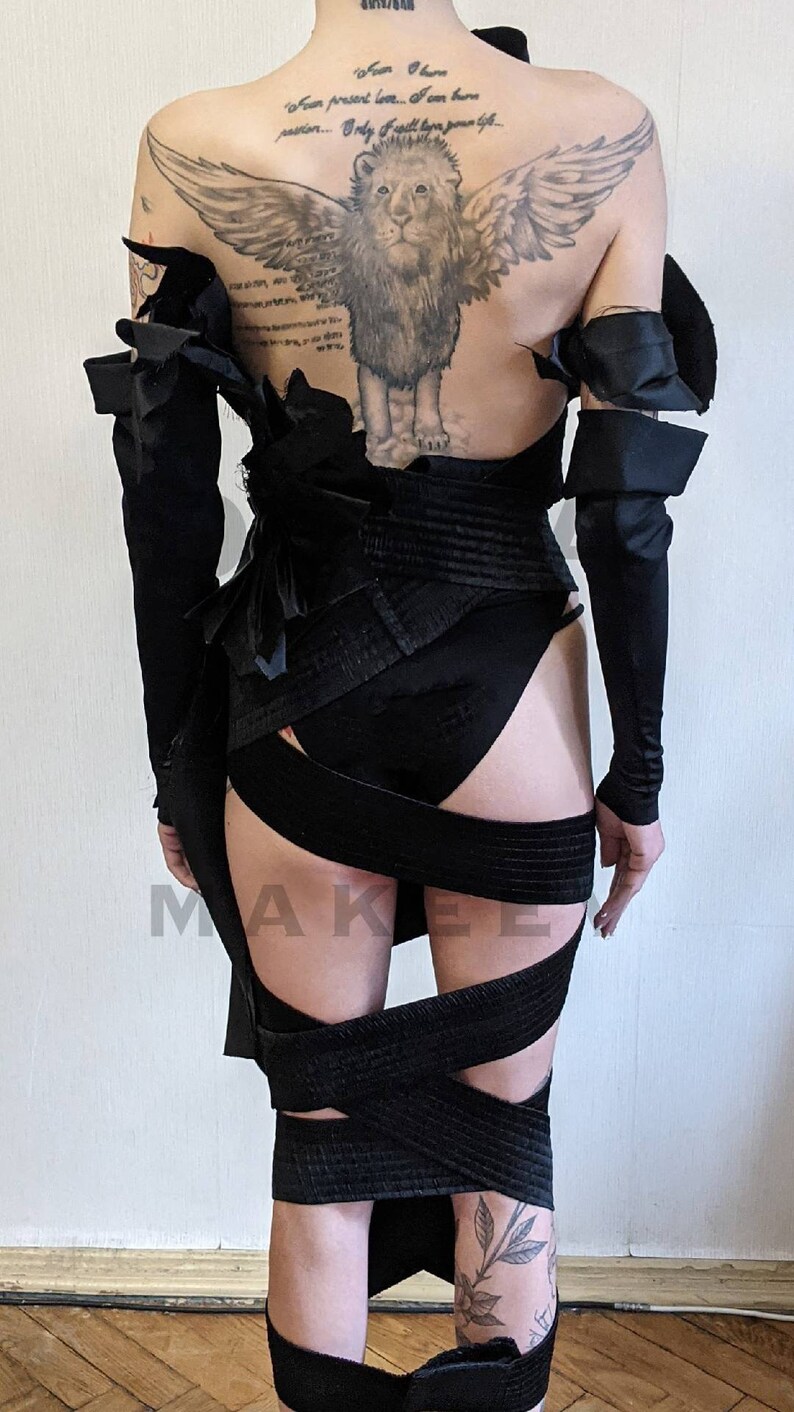 Dark Flora - Hand-Pleated Wraparound Corset Raven Wing Dark Dreams Evening wear top Bild 3