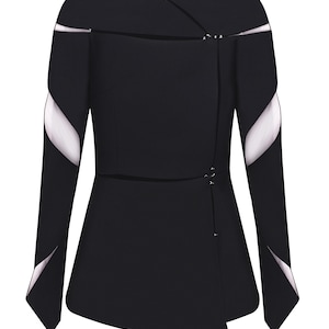 Rasiermesserjacke / taillierte schwarze Wolljacke mit Cutoffs