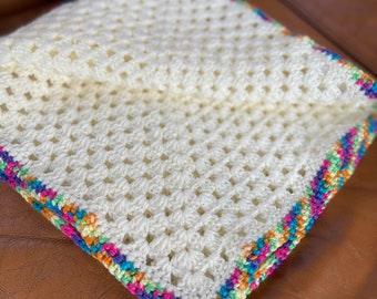 Crochet baby blanket. Cellular blanket. Handmade baby blanket